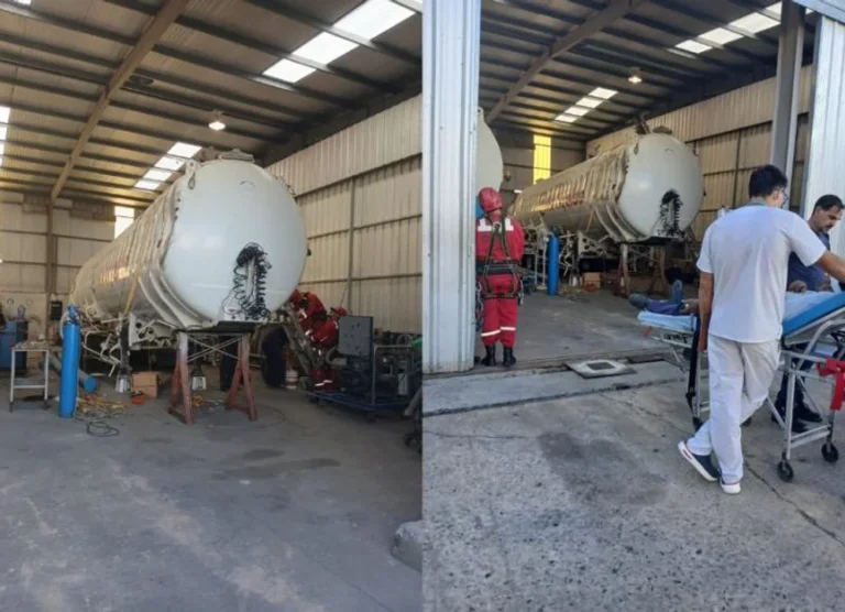 Dos operarios cayeron dentro de un tanque de oxígeno en La Plata y resultaron heridos
