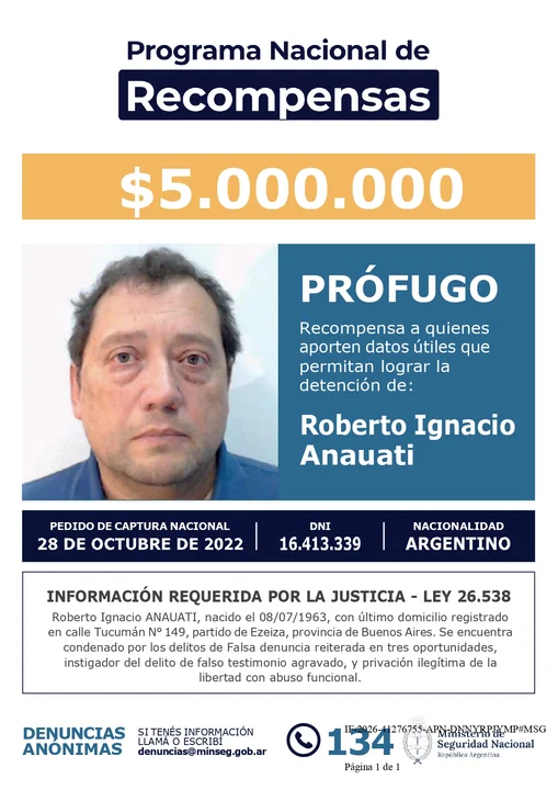 Ofrecen una recompensa para capturar a un ex comisario de la Policía Bonaerense condenado