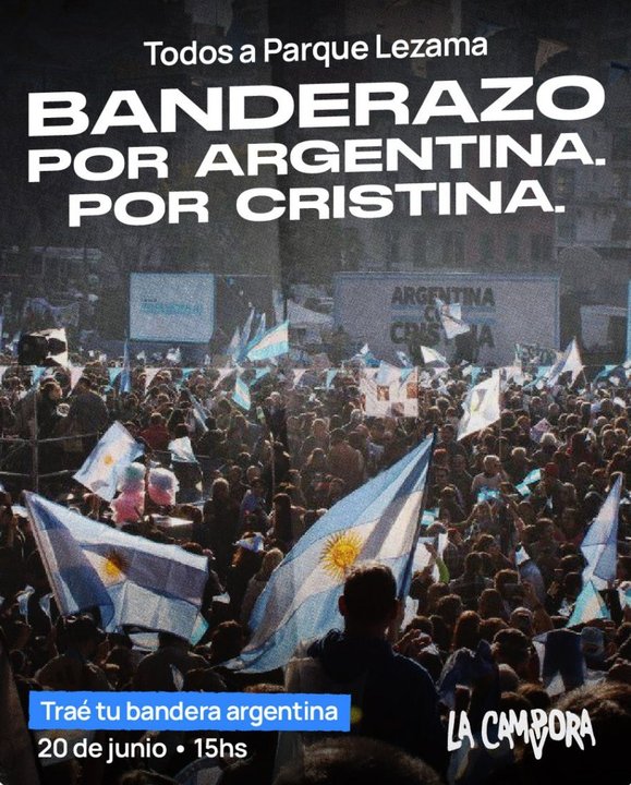 La militancia hará un banderazo en Parque Lezama reclamando libertad para Cristina Kirchner
